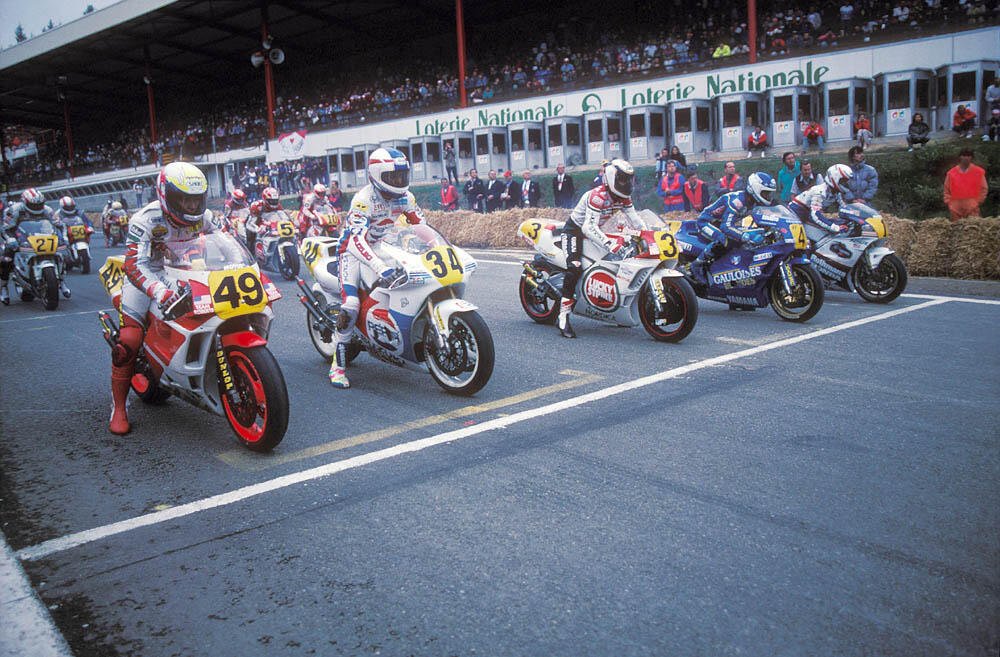 Старт Гран-При Бельгии GP500 1989 года - самой короткой гонки Мото Гран-При... до ThaiGP Moto2