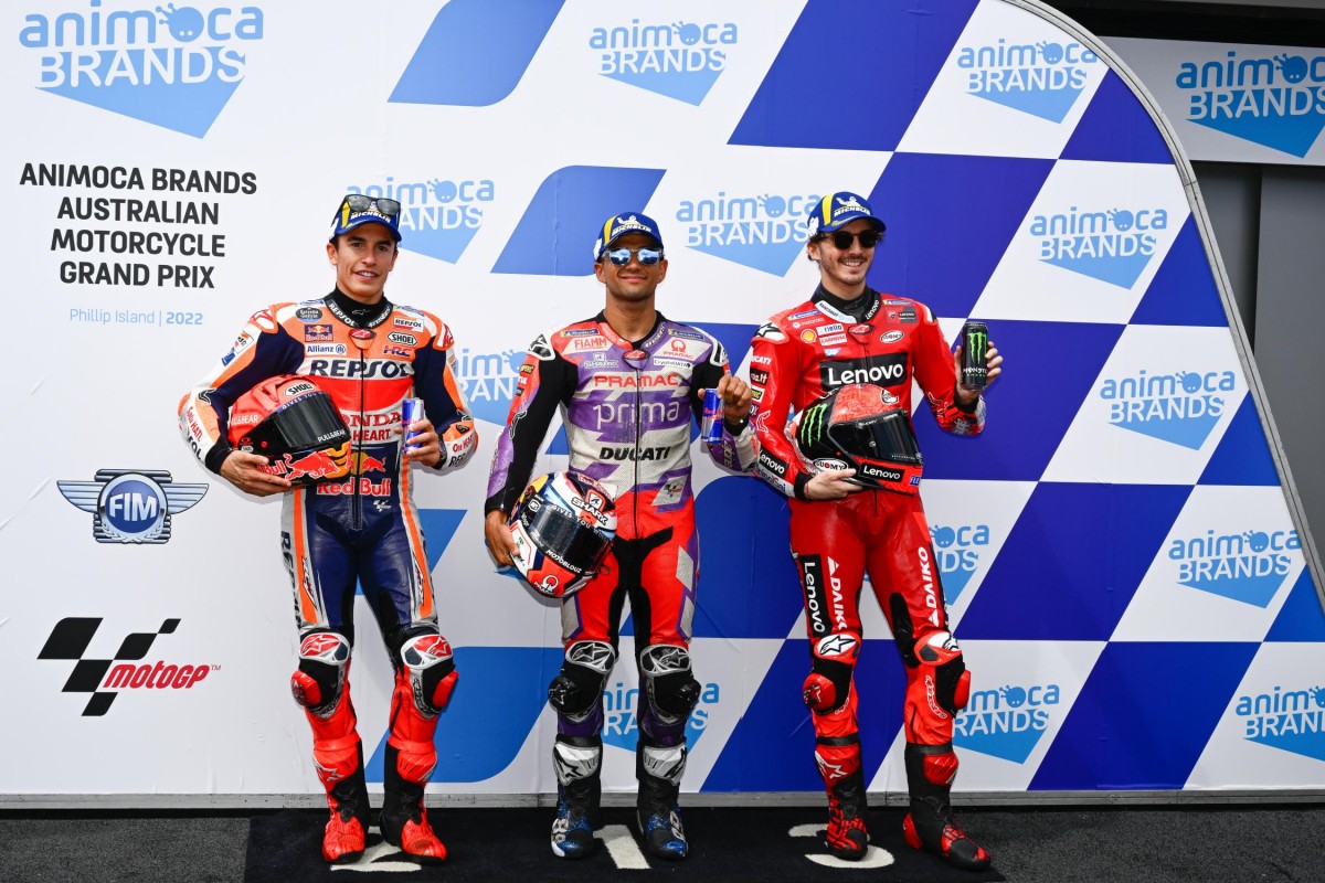 Тройка лидеров квалификации Гран-При Австралии MotoGP