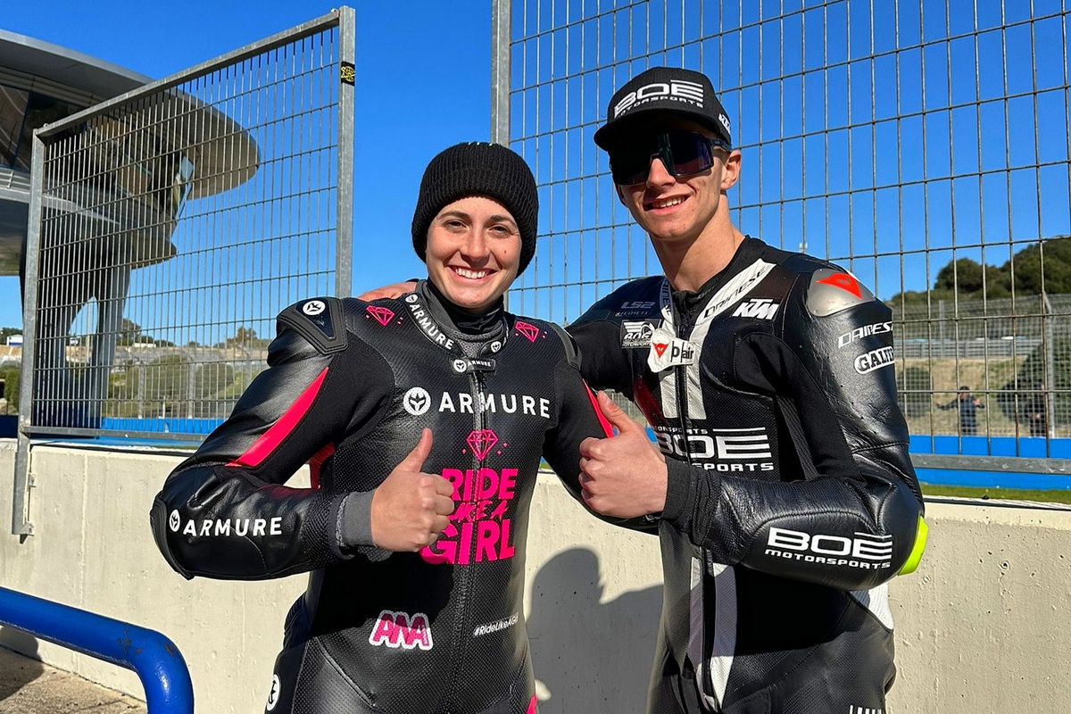 Аня Карраско и Давид Муньос, напарники по BOE Motorsports Moto3 на тестах в Хересе