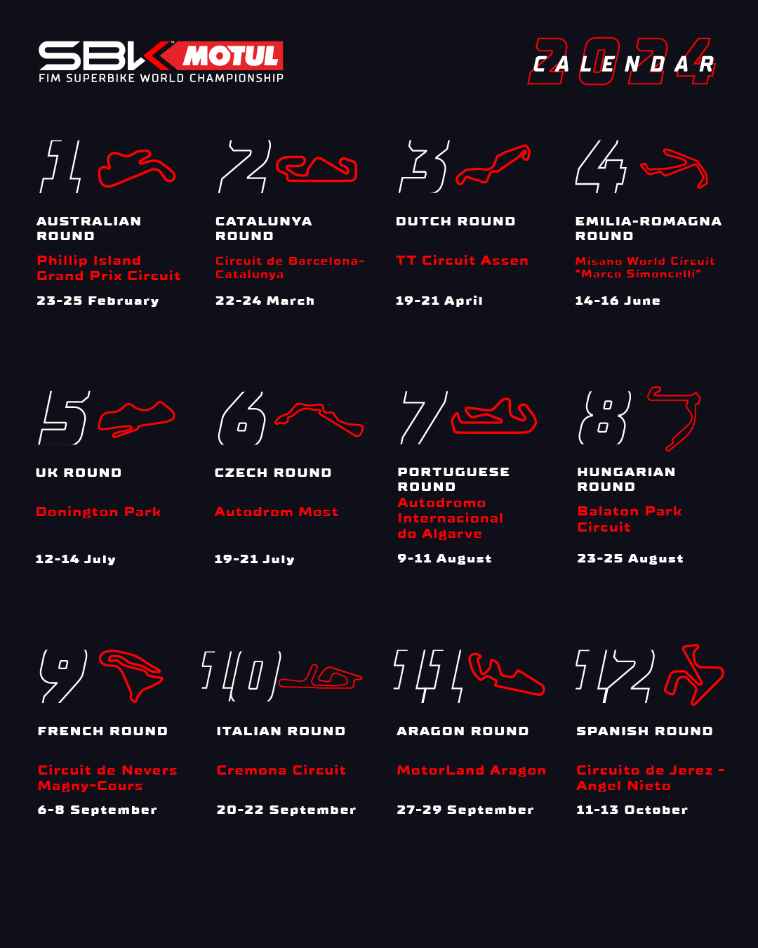 Календарь World Superbike 2024 года