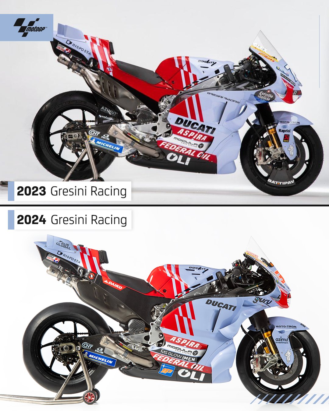 Gresini Racing - Ducati Desmosedici GP22/GP23 - Найдите 10 различий