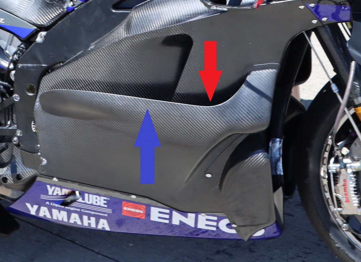Новый обтекатель Yamaha YZR-M1 на тестах в Хересе: две зоны разного давления
