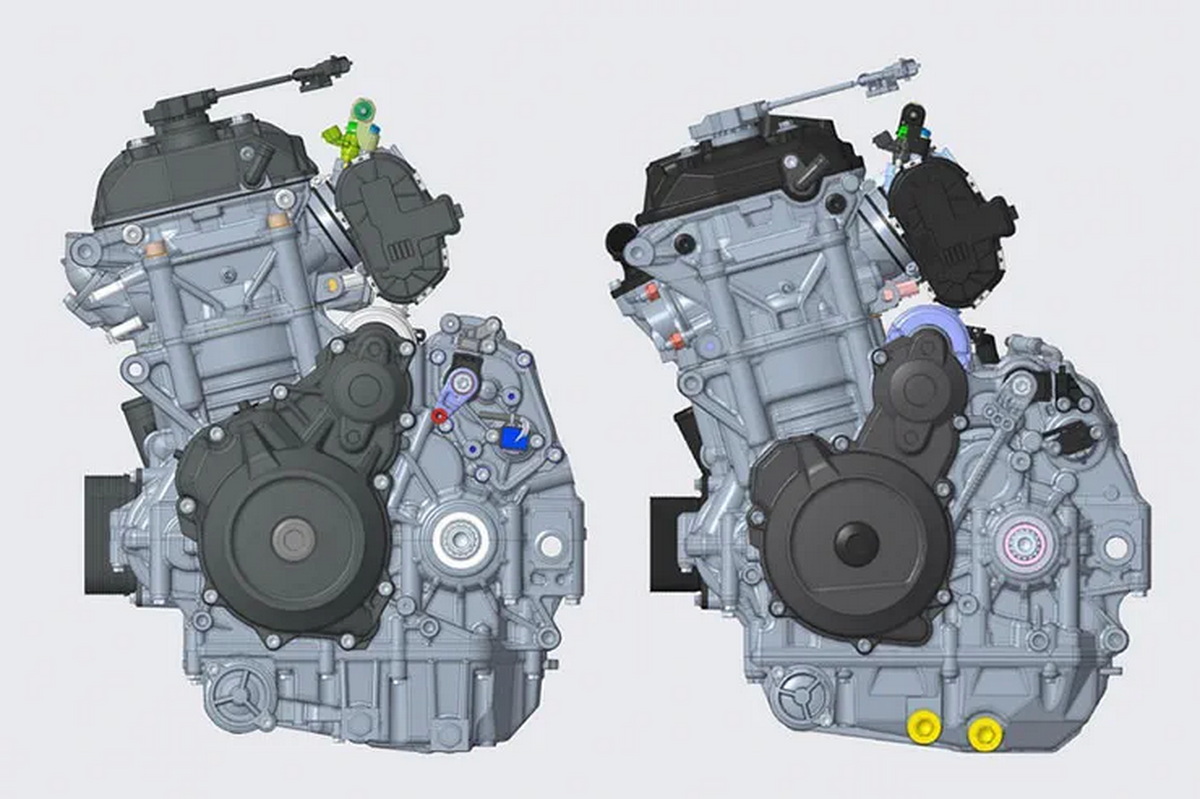 Слева: KTM LC8c поколения 2023-24 годов (889 куб.см.), справа - предыдущее поколение 2020-22 г.в.