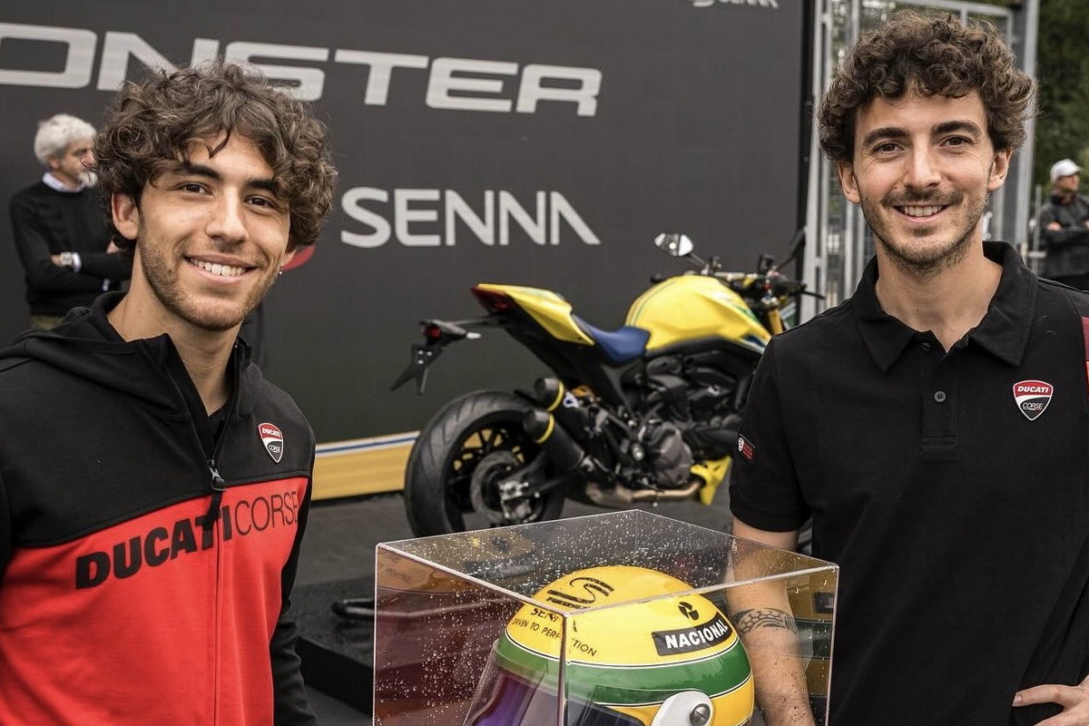 Пекко Баньяя и Энеа Бастианини на презентации Ducati Monster Senna Edition
