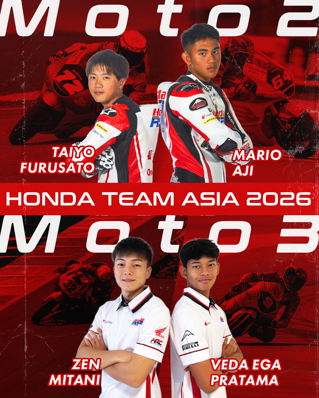 Составы команд Honda Team Asia в Moto3 и Moto2