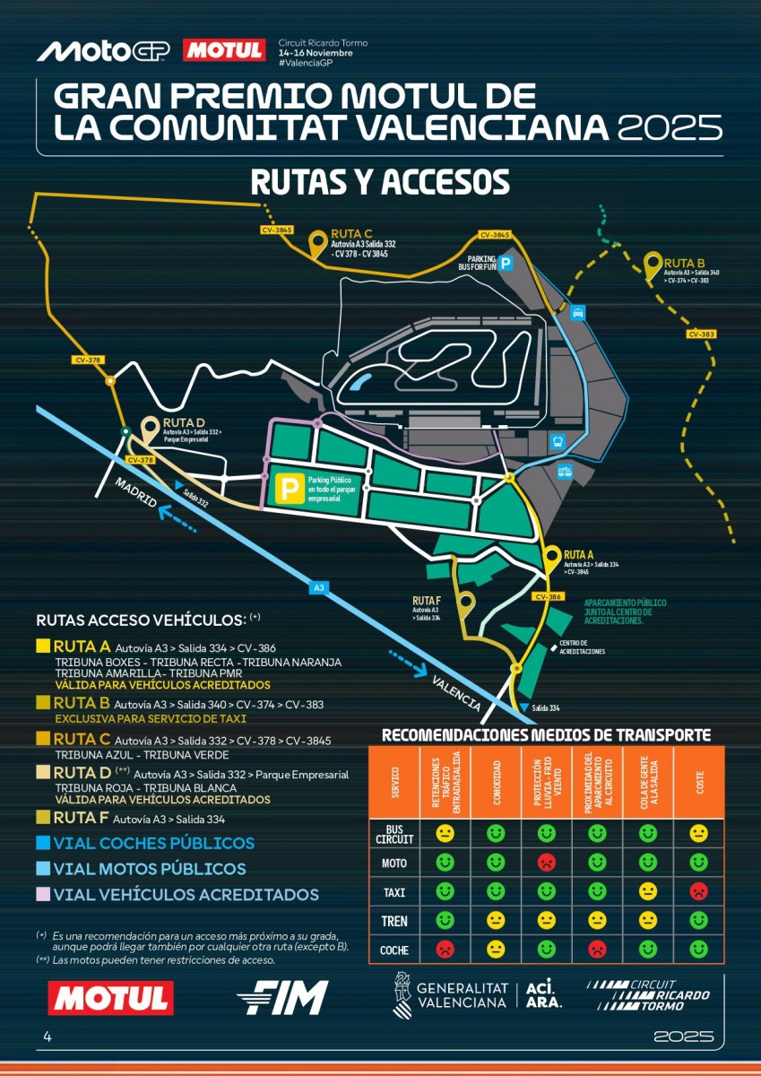 Новая схема Ricardo Tormo Circuit для зрителей: как добраться, где парковки, где лагерь