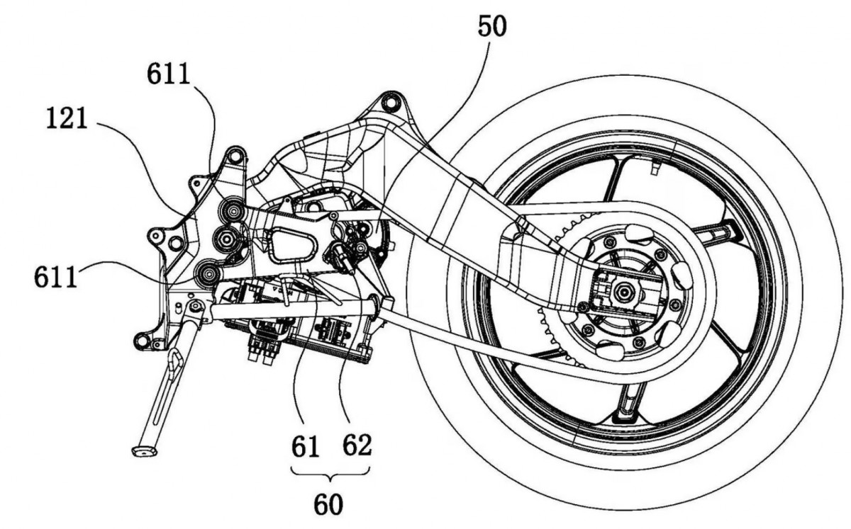 Схема CFMoto: задняя часть - маятник и расположение электродвигателя 