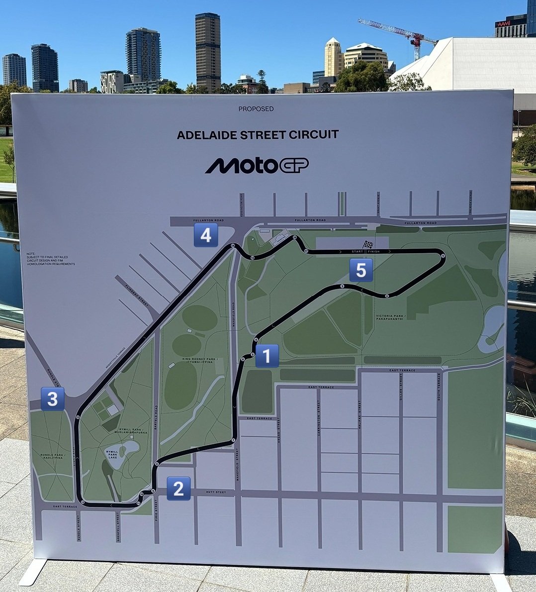 Схема конфигурации трассы для MotoGP в Аделаиде - самая первая, пробная версия
