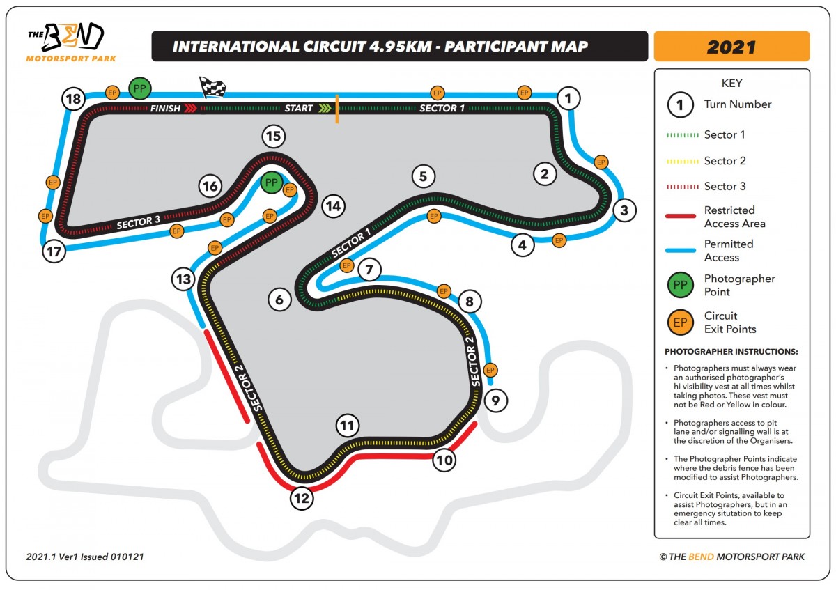 Схема The Bend Motorsport Park