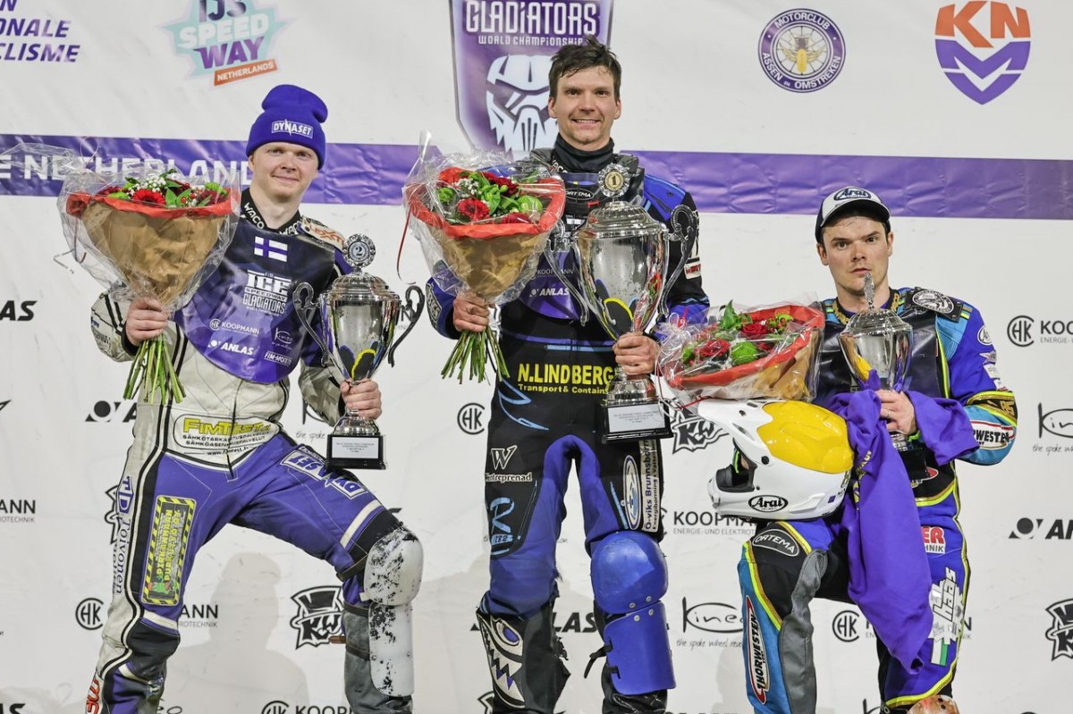 Подиум финала FIM Ice Speedway 2026 (ЛЧМ-2026)