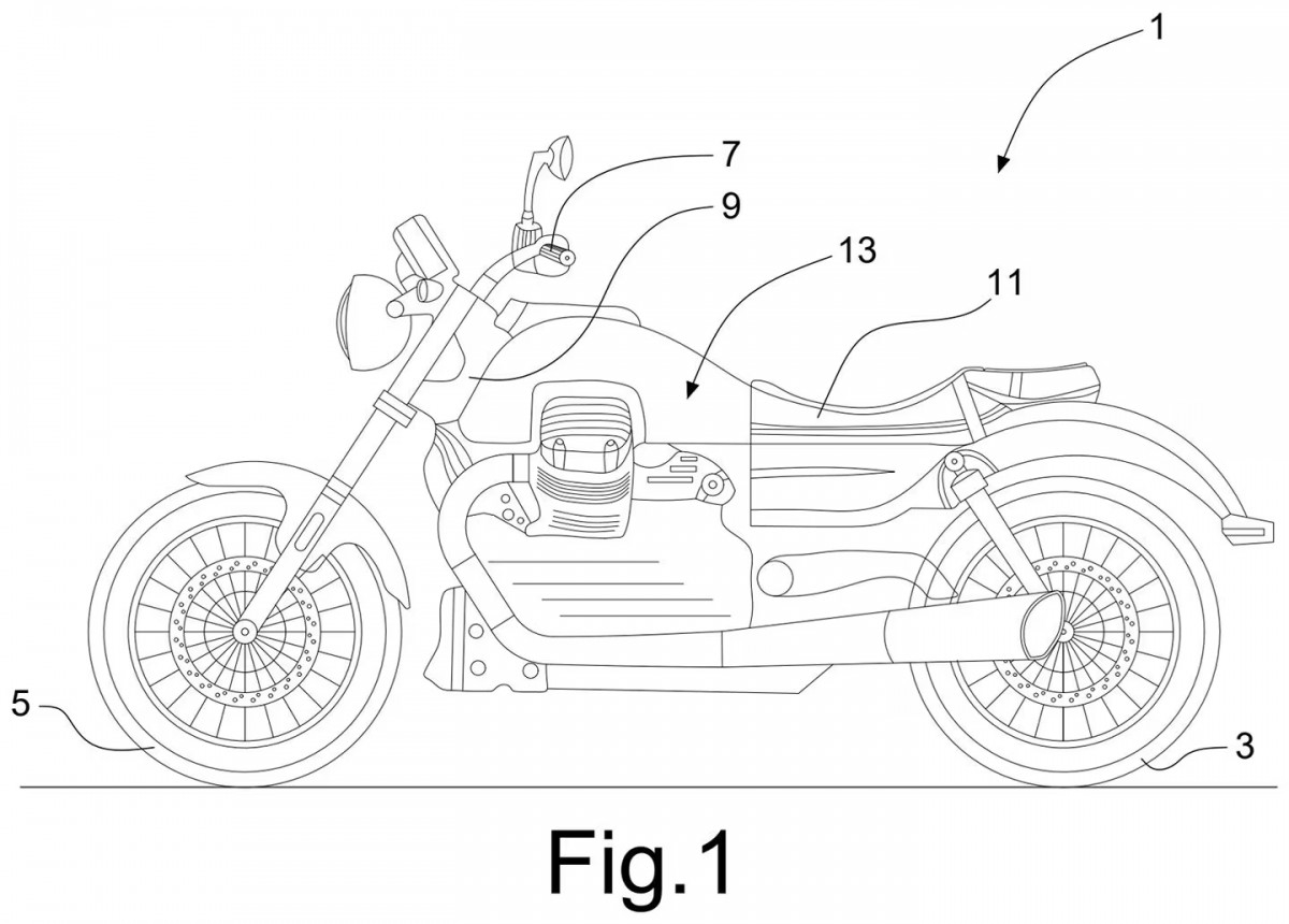 Патентная схема Moto Guzzi с гибридным двигателем