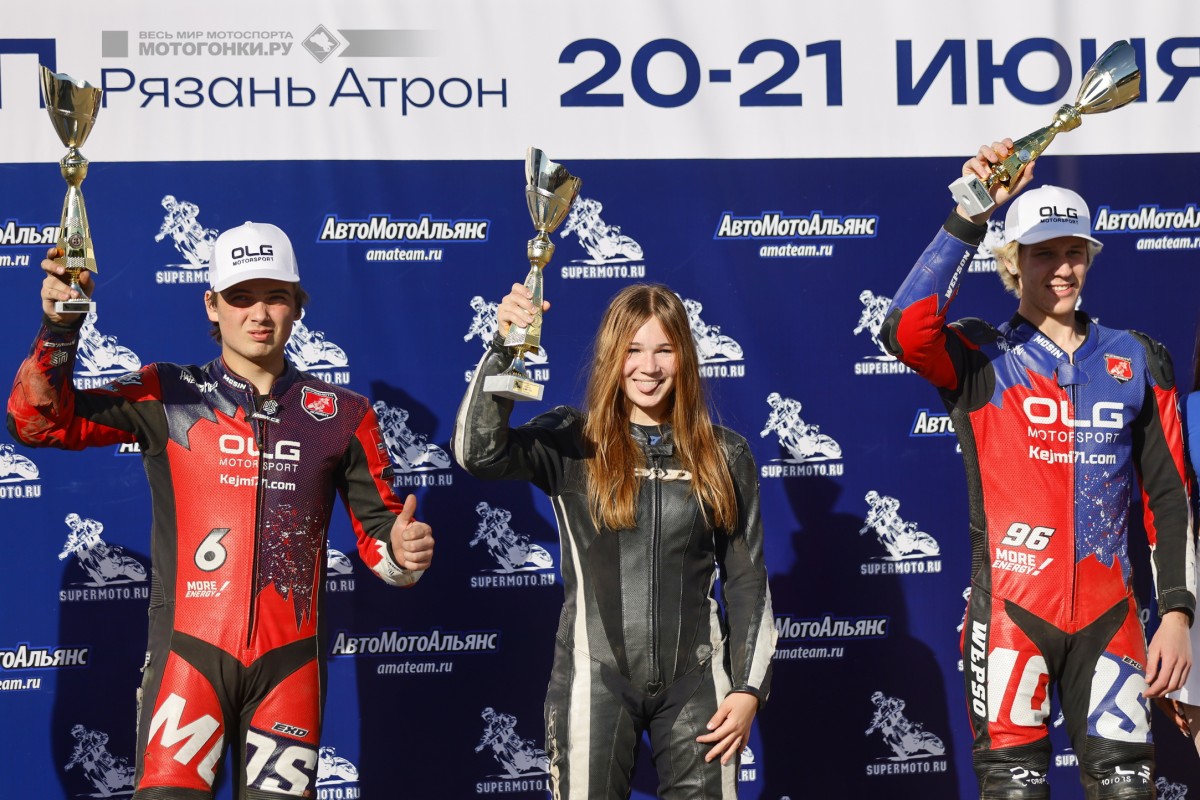 Подиум 2 этапа традиционного чемпионата Supermoto S1, АСК Атрон, Рязань