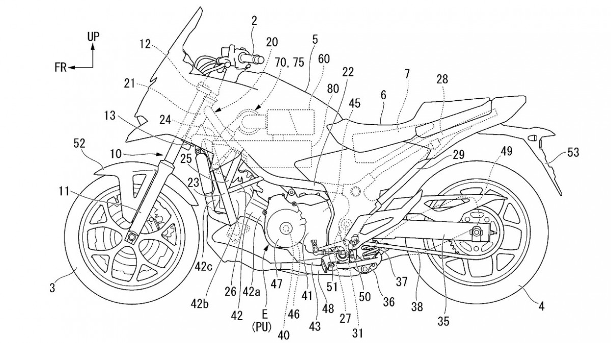 Патентная схема Honda NC750X (???) E-Compressor