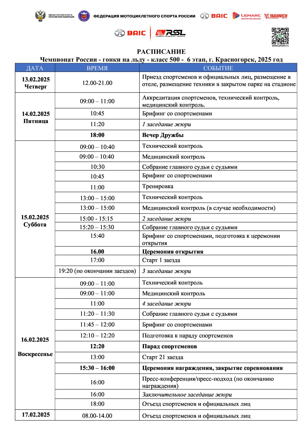 Расписание финала ЛЧР-2025